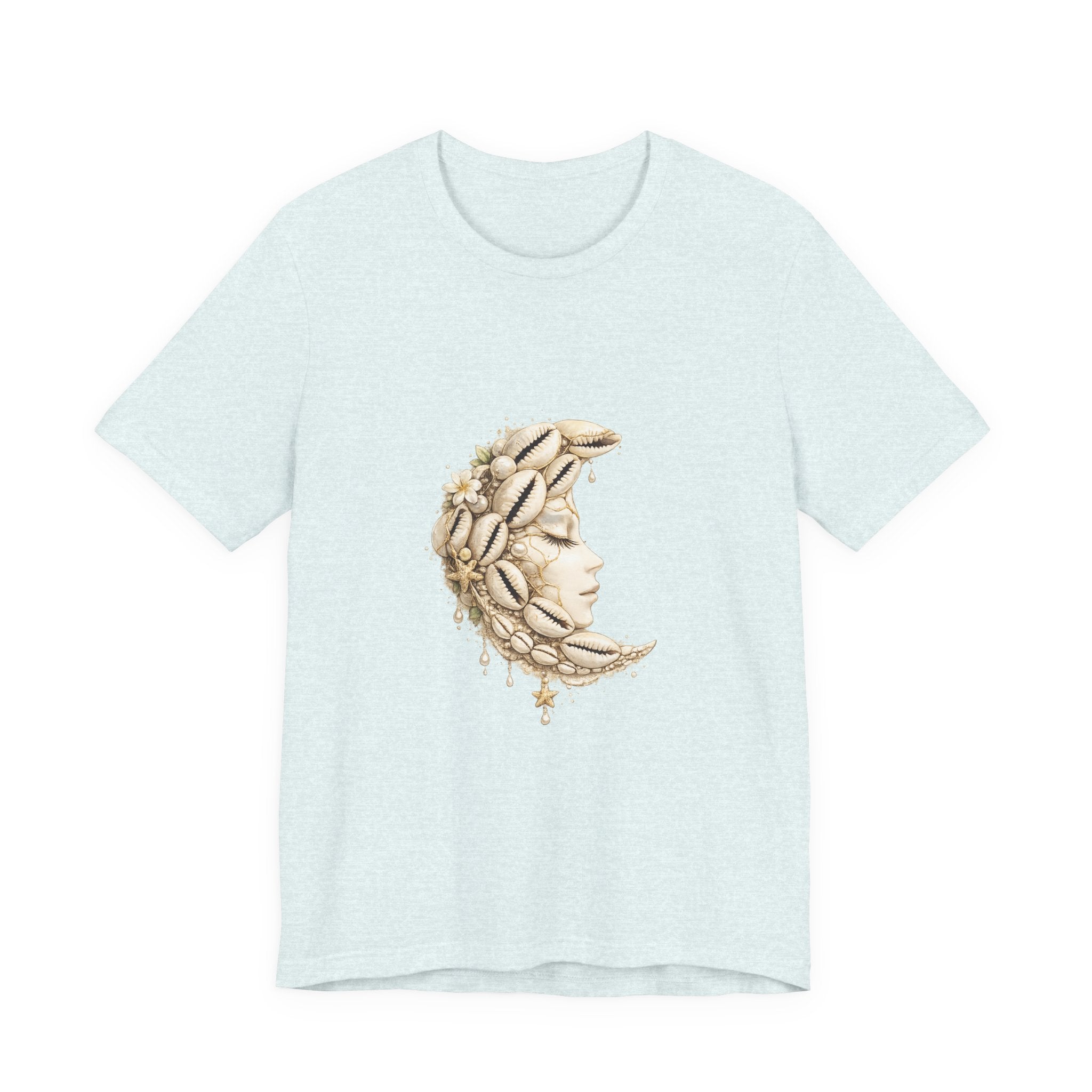 Floral Crescent Moon tee | Moon Face T-Shirt, Botanical Moon Design