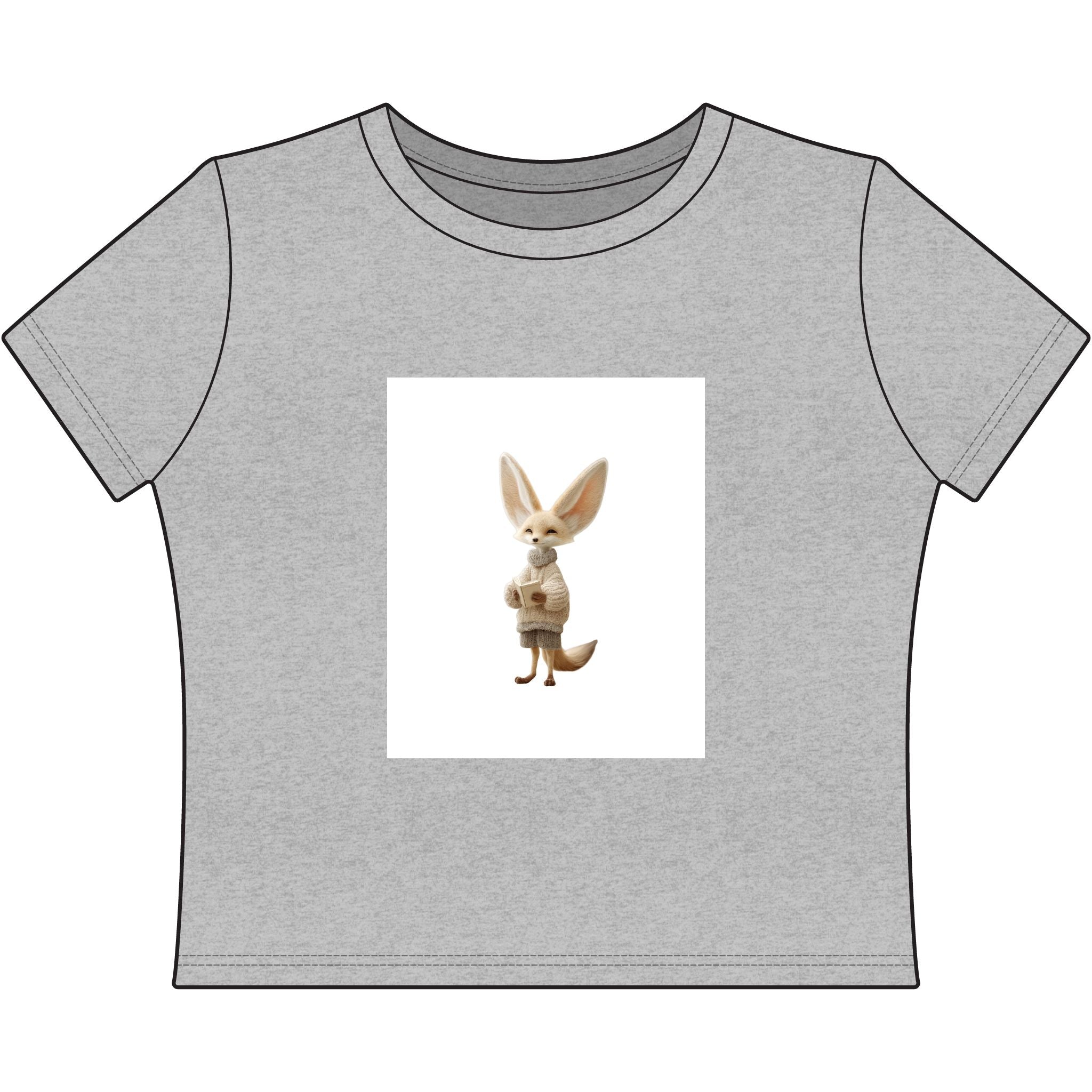 Fennec Fox Book Shirt, Cute Animal Reading Tee, Cozy Cottagecore Graphic, Pink Baby Tee, Book Lover Gift
