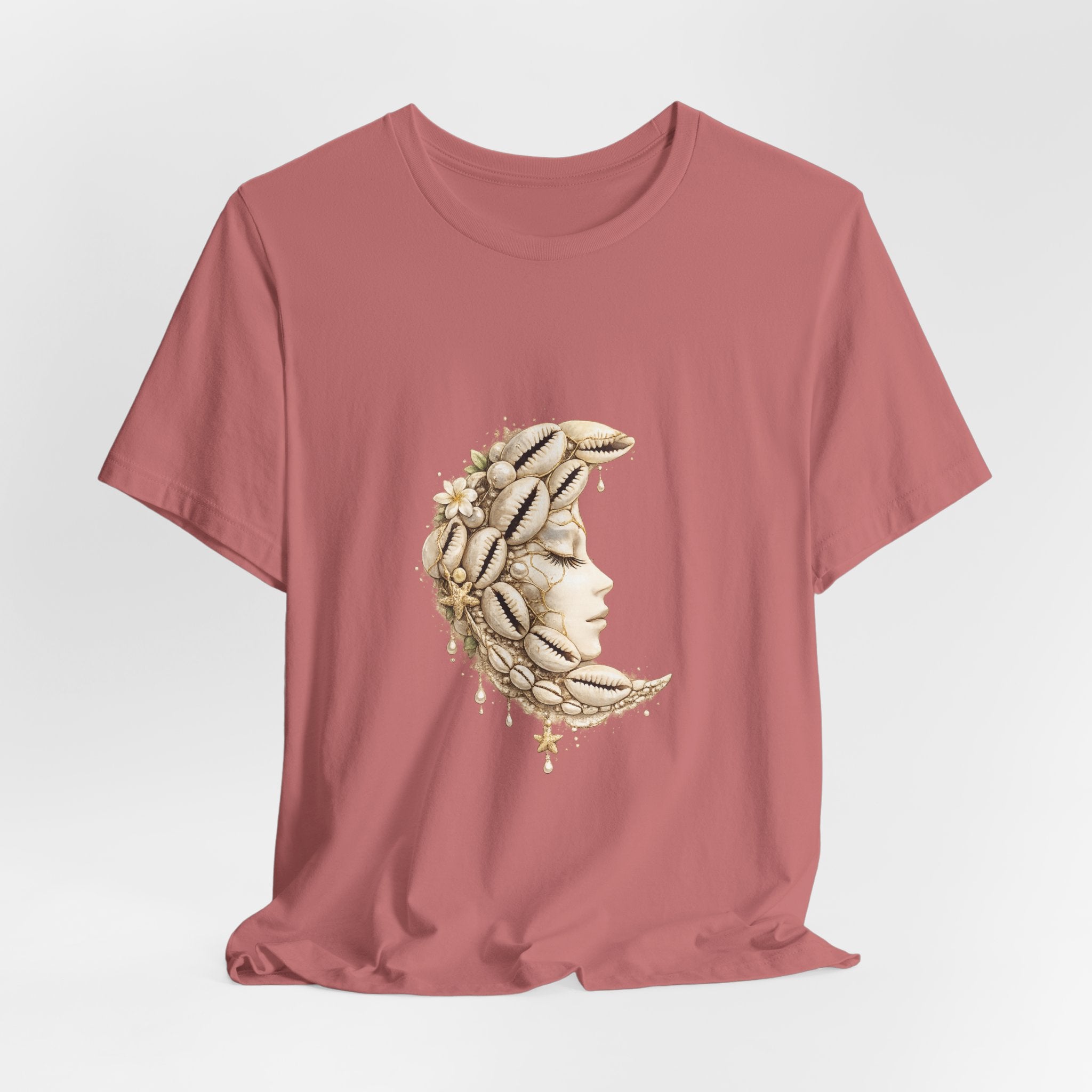 Floral Crescent Moon tee | Moon Face T-Shirt, Botanical Moon Design