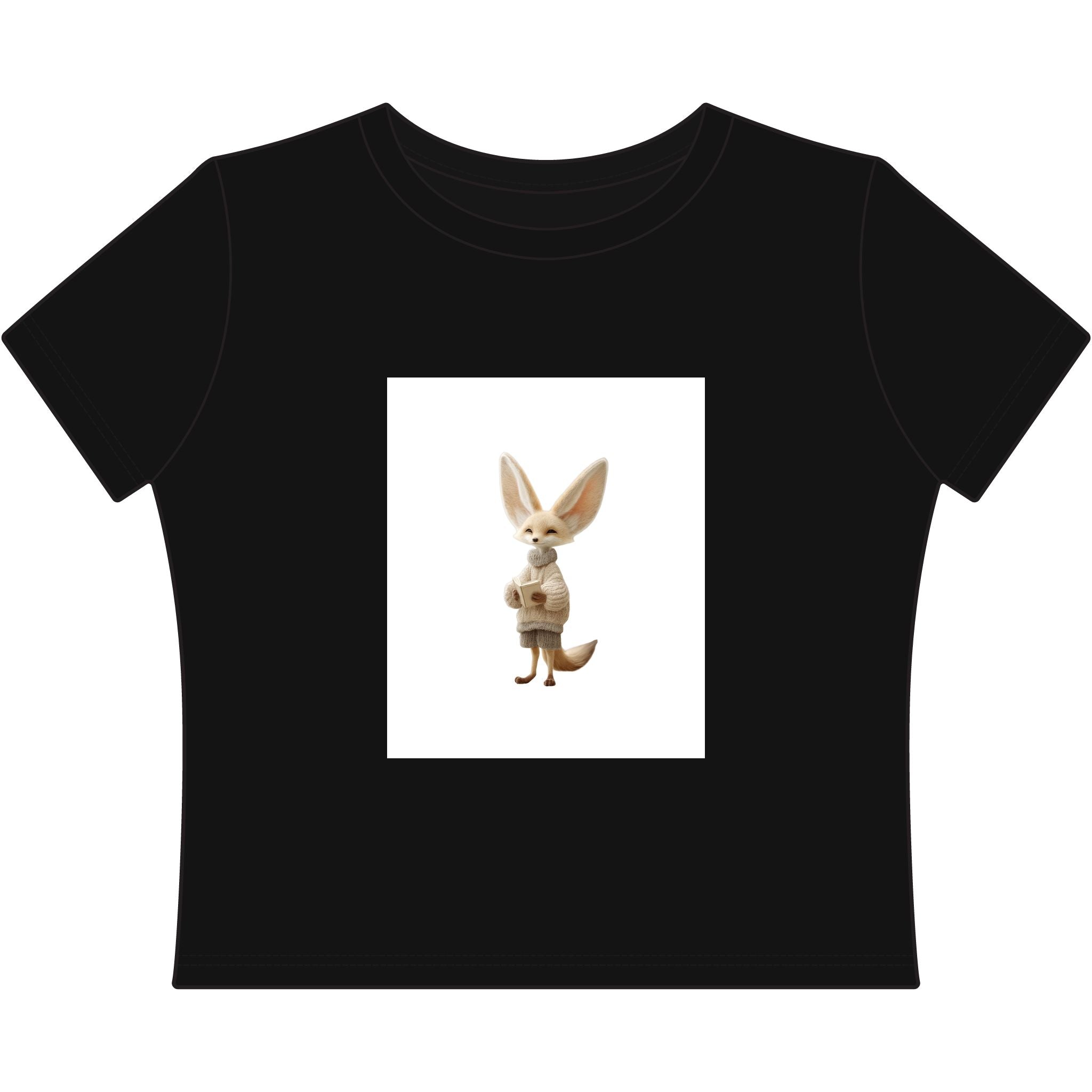 Fennec Fox Book Shirt, Cute Animal Reading Tee, Cozy Cottagecore Graphic, Pink Baby Tee, Book Lover Gift